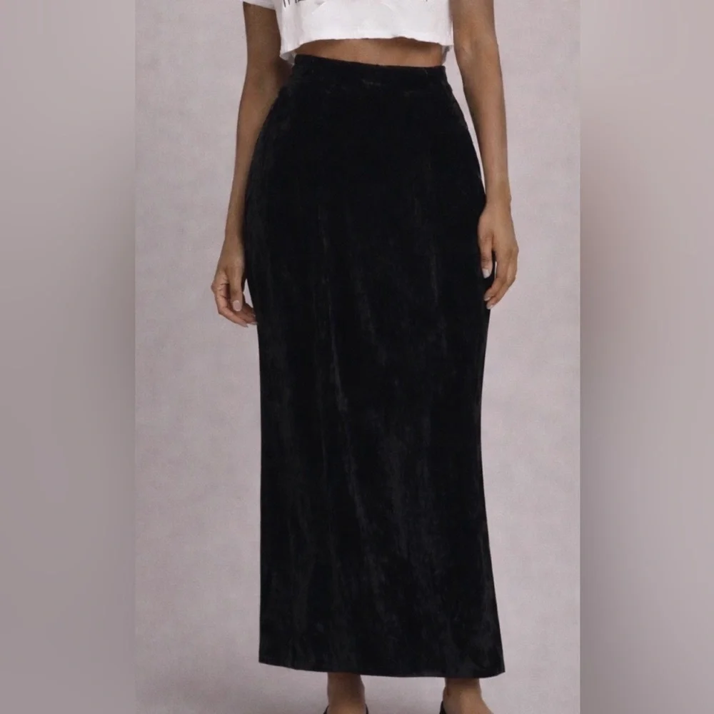 J Jill black velvet maxi skirt- back zip- 8